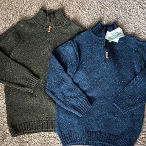 New Aran Crafts Ireland Wool Men's Blue and Green Sweaters